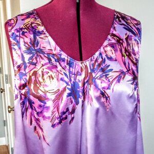 Avenue Lavender Print Sleeveless Satin Top